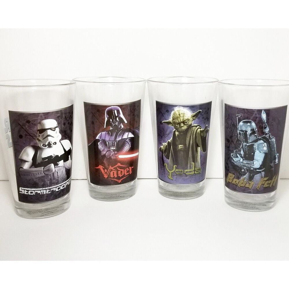 Star Wars Drinking Glasses Vader Yoda Boba Fett Stormtrooper Collectable Cups